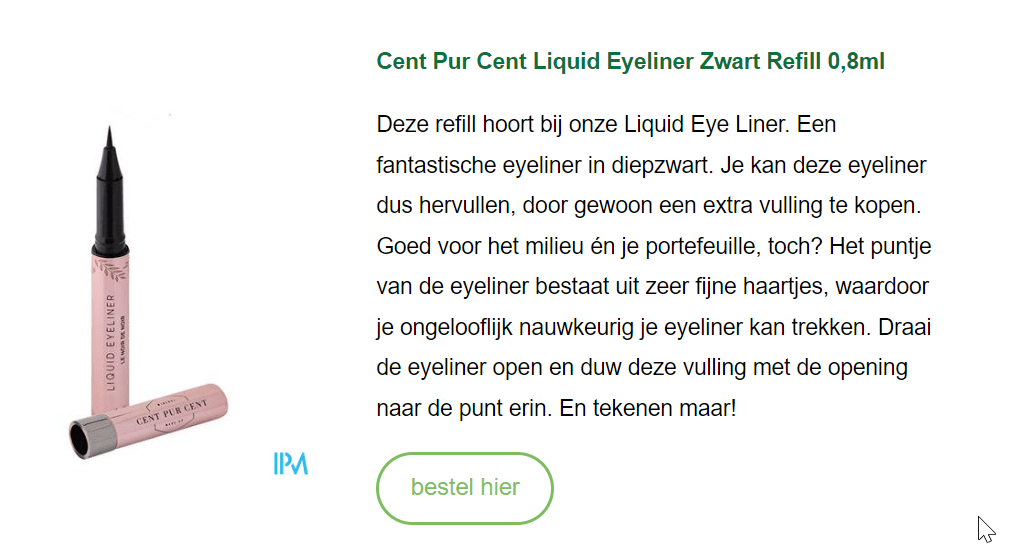 Cent Pur Cent Liquid Eyeliner Zwart Refill 0,8ml