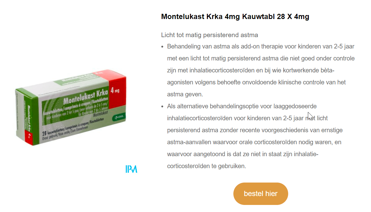 Montelukast Krka 4mg Kauwtabl 28 X 4mg