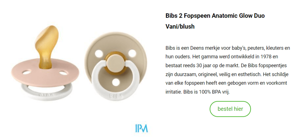 Bibs 2 Fopspeen Anatomic Glow Duo Vani
