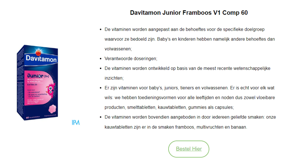 Davitamon Junior Framboos V1 Comp 60